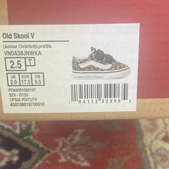 Leopard-print Vans Toddler Old Skool V shoes, size 2.5 - Picture 3 of 3